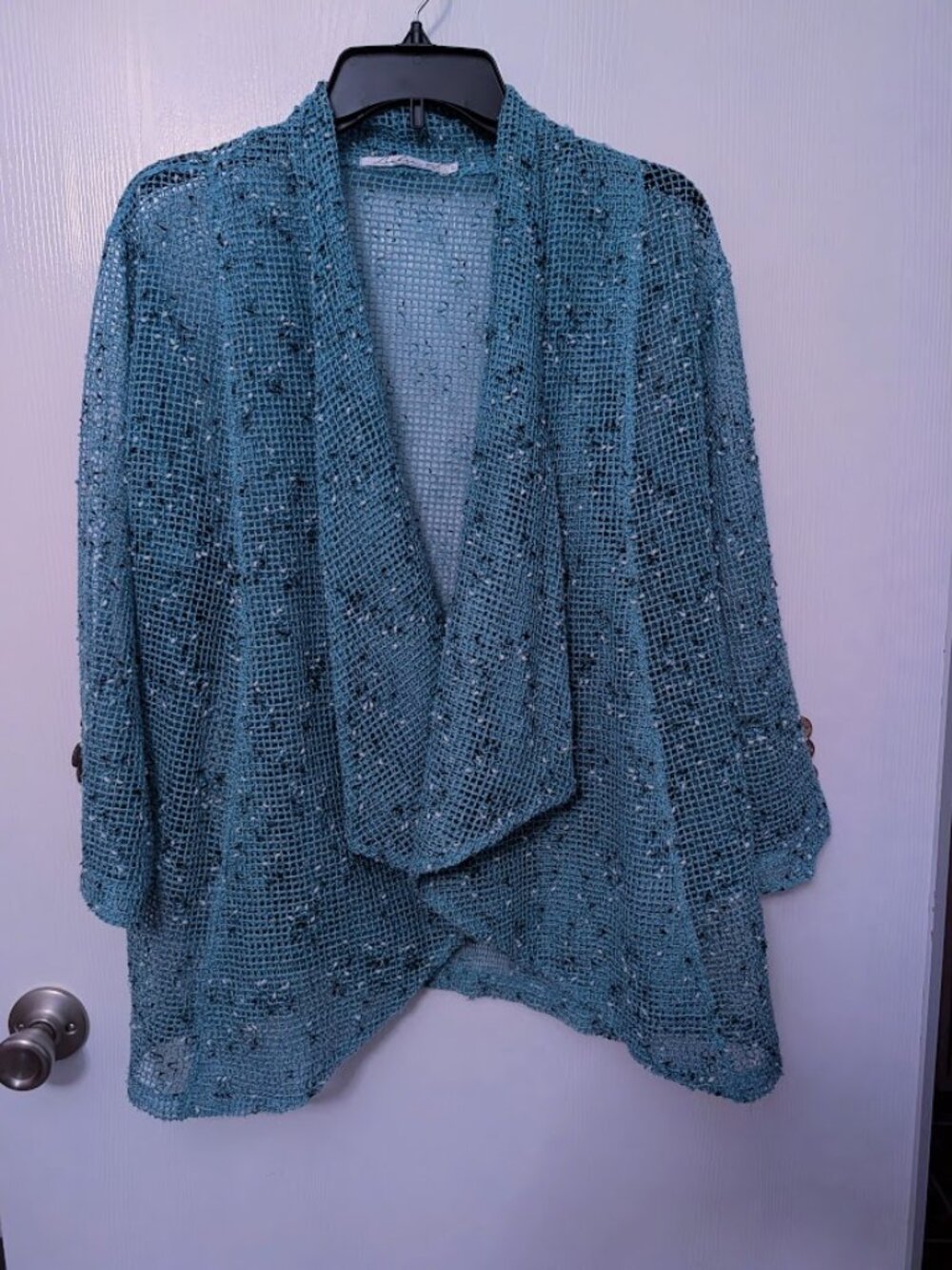 Lulu-B teal open front mesh cardigan Size L